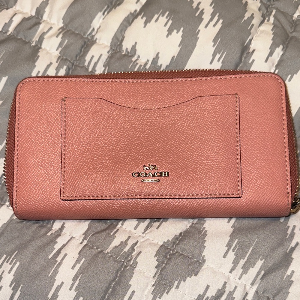 Coach Blush Leather Zip Wallet